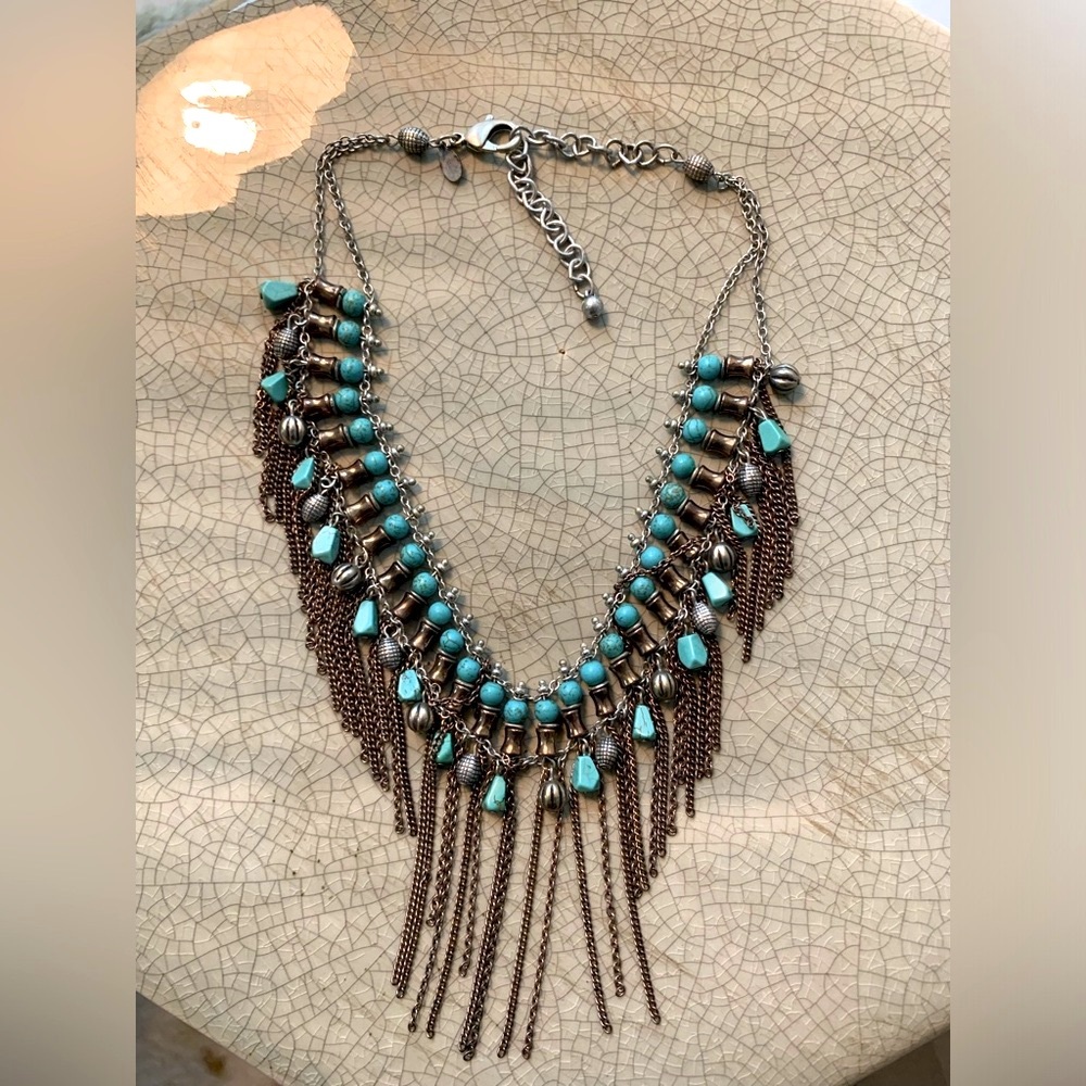 Chico's Fringe Howlite Bib Necklace from Estate
Egyptian Revival Bib Necklace